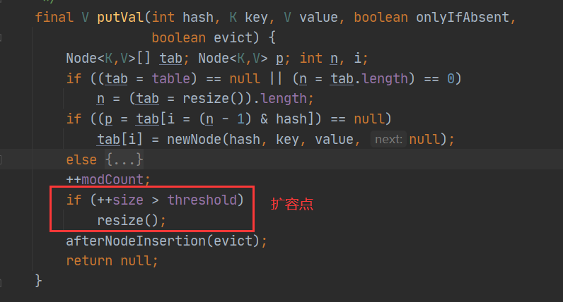 HashMap扩容点源码