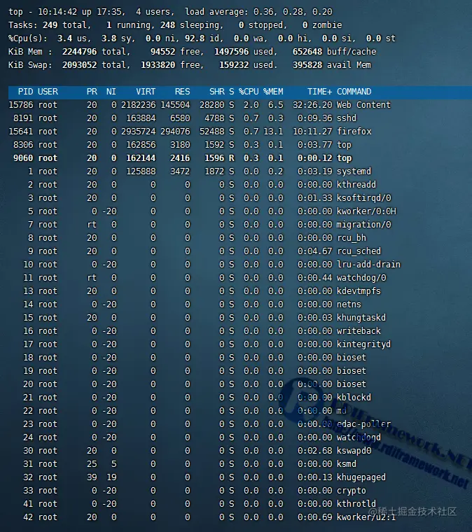 查看即时活跃的进程