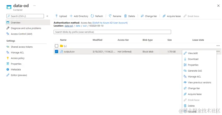 Browsing the contents of storage in the Azure Portal