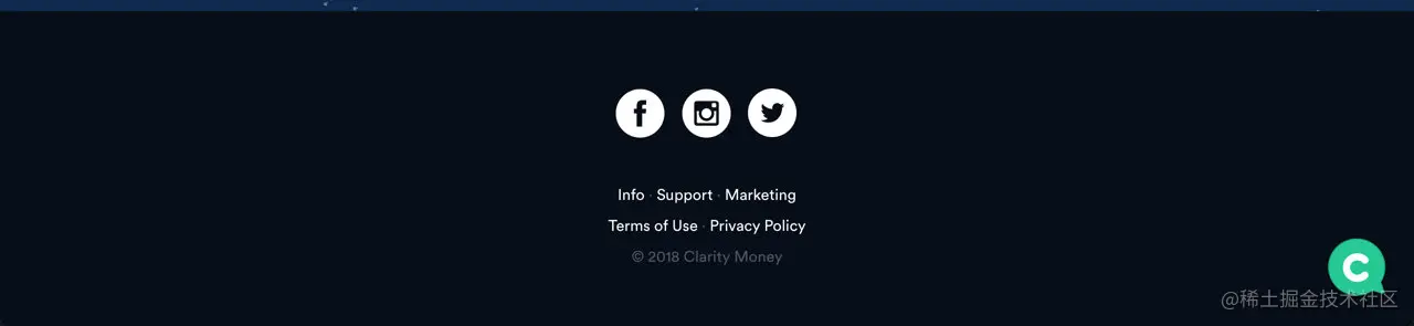 Clarity Money 的页脚