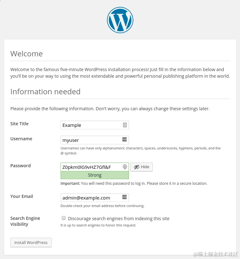 WordPress 设置安装