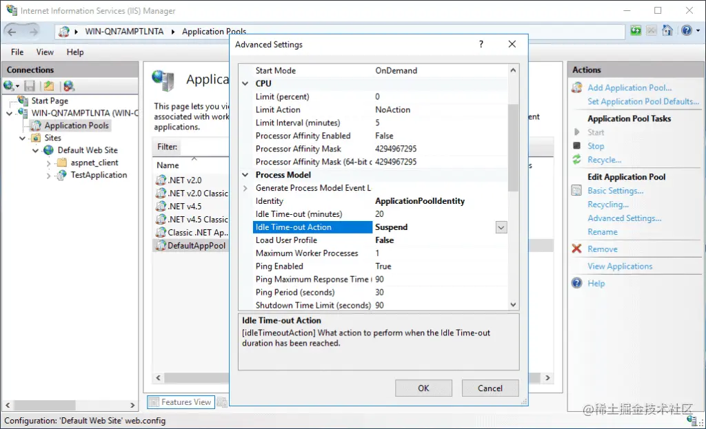 Changing Idle Time-out Action
