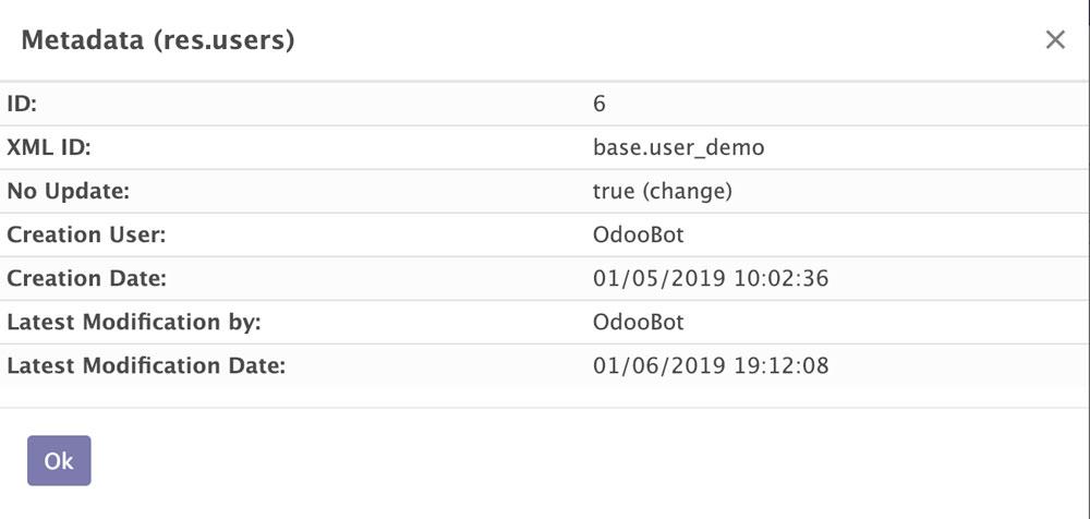 Odoo 12图书项目 demo 用户 Metadata