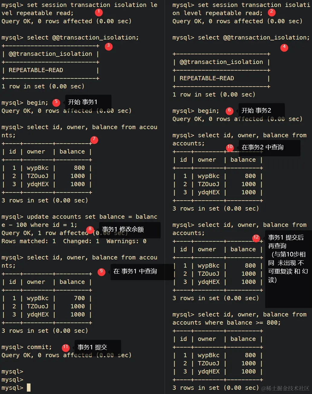repeatable read in MySQL