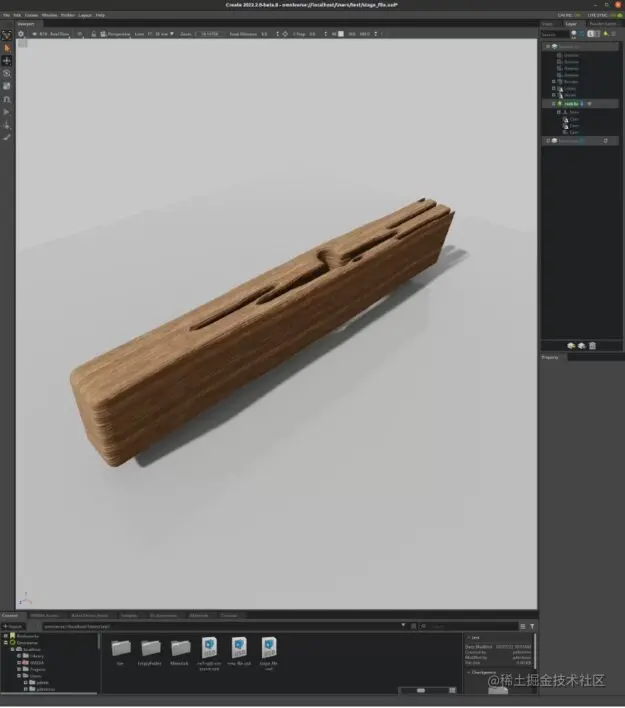 View of a wooden crossarm with defects against a gray background generated using synthetic data in NVIDIA Omniverse.