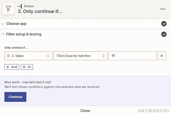 图 7.1 – ﻿使用 Filter by Zapier 应用程序设置过滤器的概览