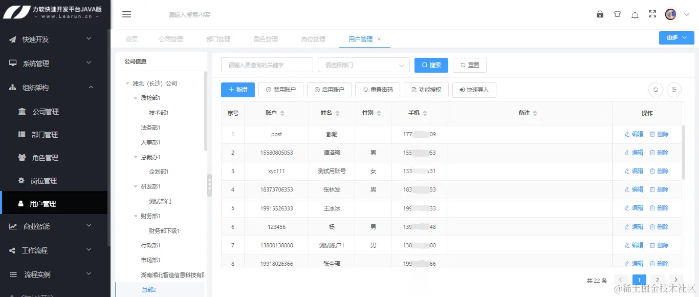 LR.Java低代码自主搭建企业组织架构