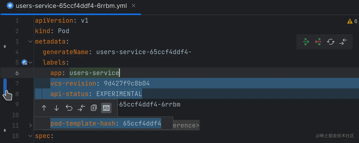 从集群加载的 Kubernetes 资源的颜色编码更改标记