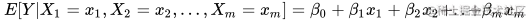 E[Y|X_1=x_1, X_2=x_2, ..., X_m=x_m] = \beta_0 + \beta_1 x_1+\beta_2 x_2+..+\beta_m x_m