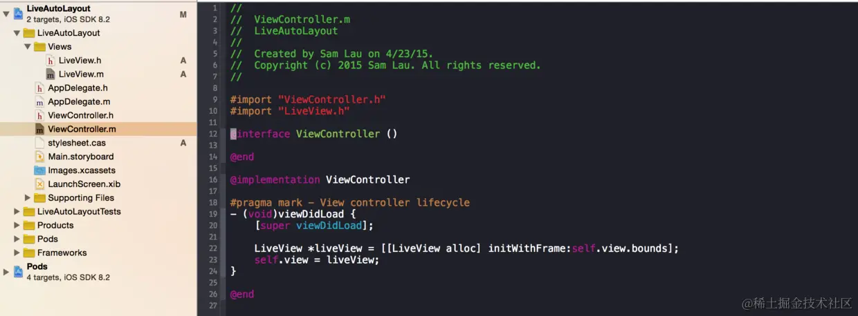 Setup root view in ViewController.png