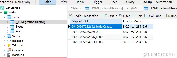 1.2 表__EFMigrationsHistory