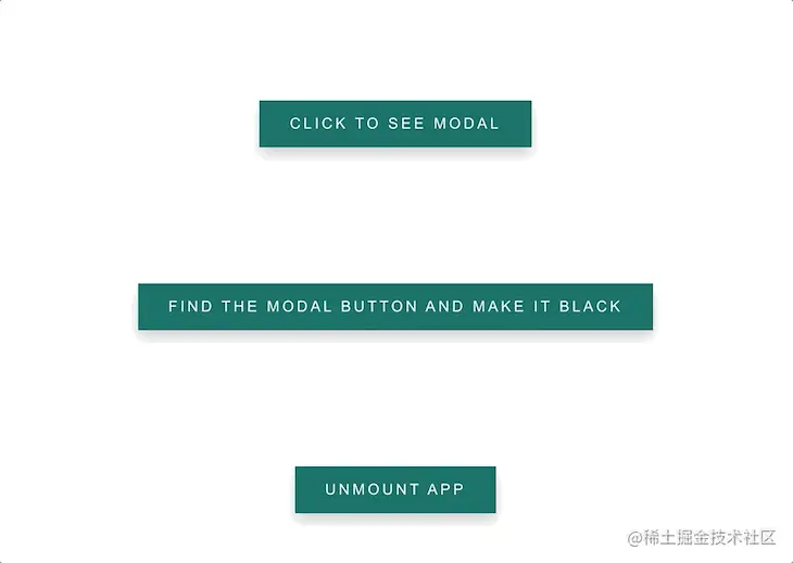 Same gif as before, but with an additional button that reads "find the modal button and make it black"