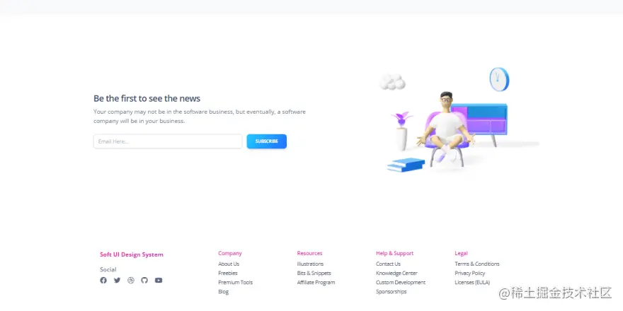 11ty Soft UI - Fancy footer, provided by Eleventy, Prismic and AppSeed.