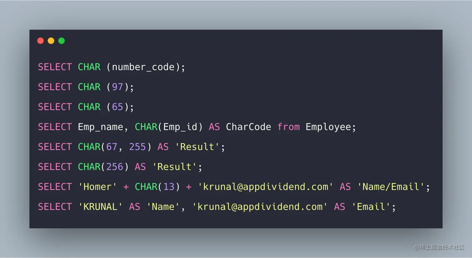 SQL Char Function Example | Char Function In SQL Tutorial