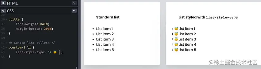 custom list items