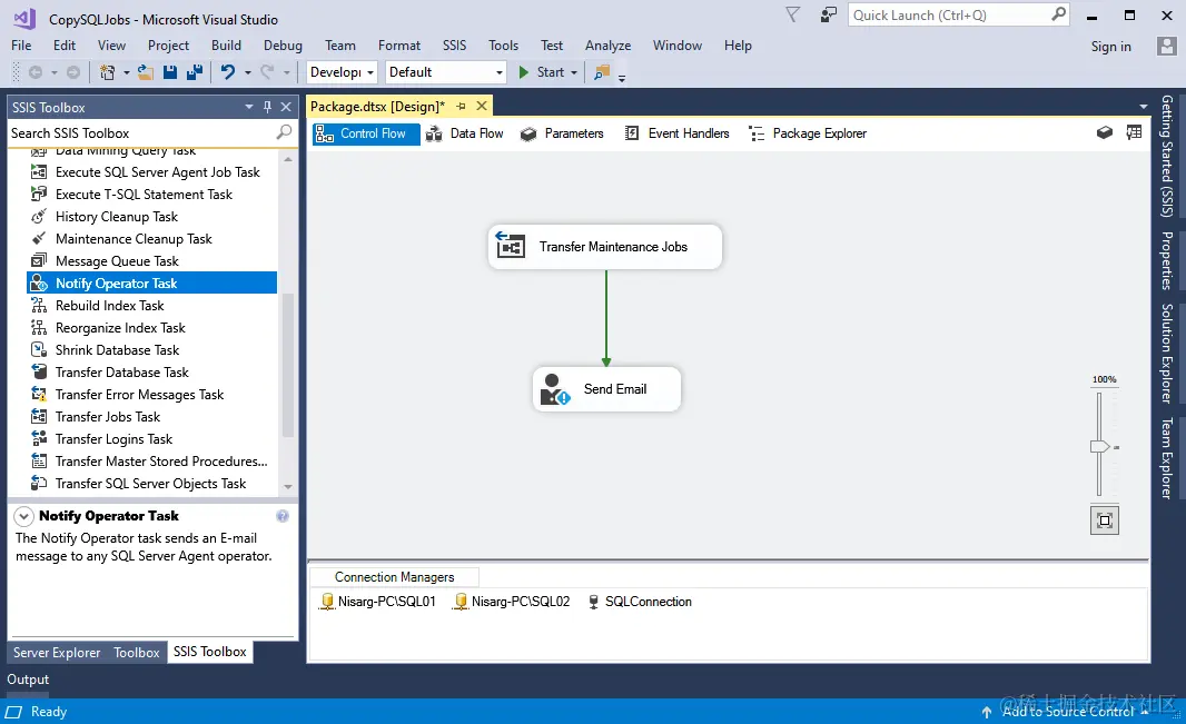 Transfer Maintenance Jobs task in SSDT 2017