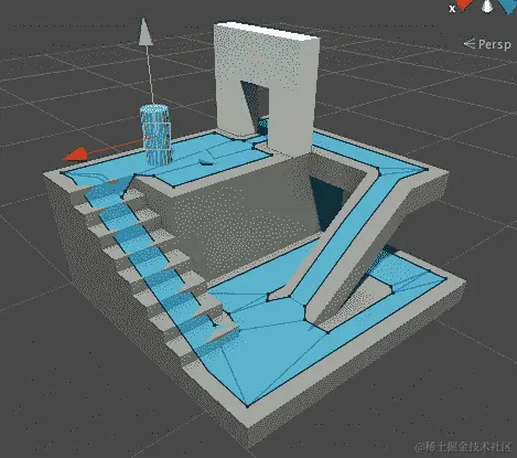 图 18.30 场景中可行走区域的 NavMesh