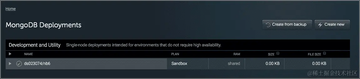 创建 MongoLab 免费沙盒账户