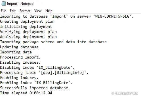 Job progress for import