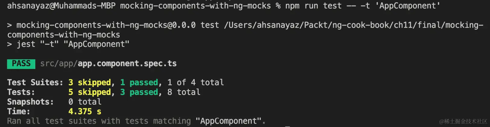 图 10.12 – 通过所有的 AppComponent 测试