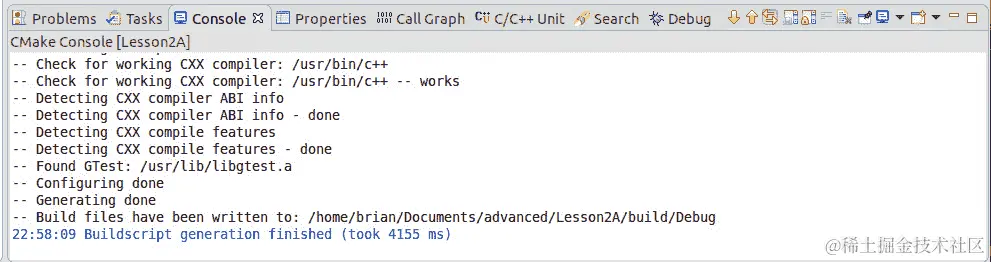 图 2A.2：CMake 控制台输出
