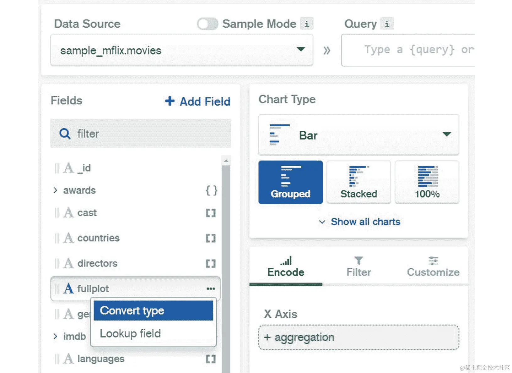 图 12.37：从 fullplot 字段中选择转换类型