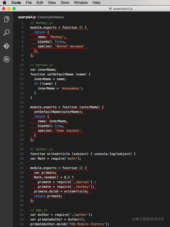 Example code 4 - CommonJS