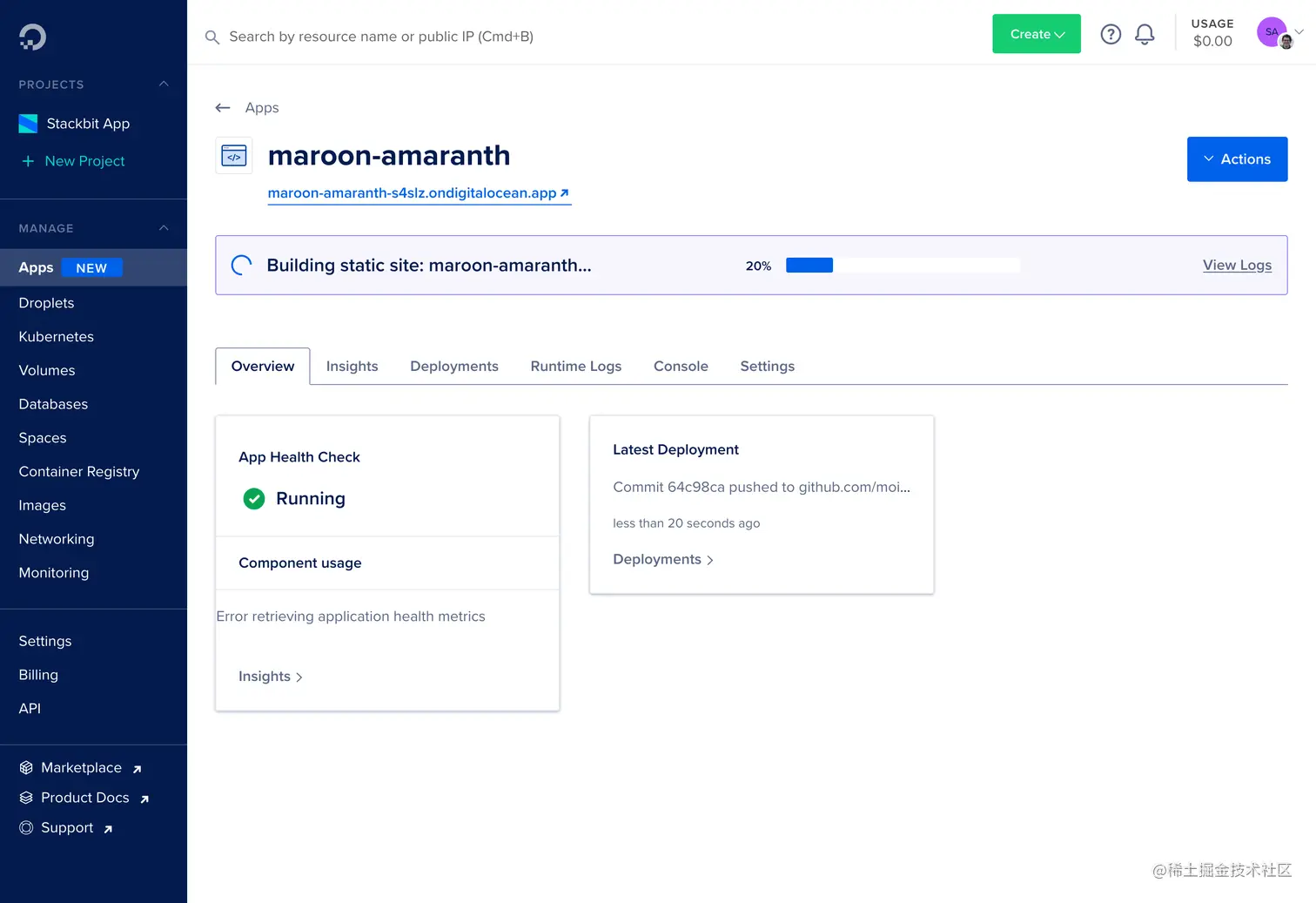 App Platform Dashboard