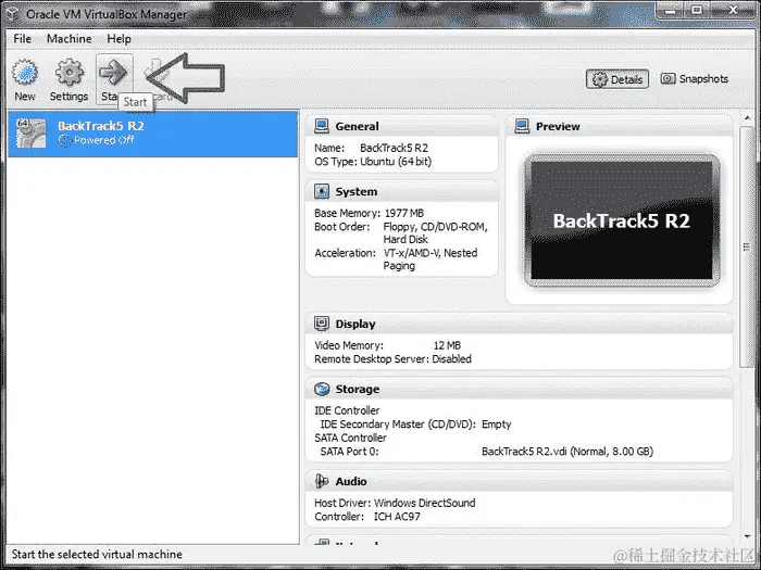 在 Oracle VM Virtual Box 上安装 BackTrack5 R2