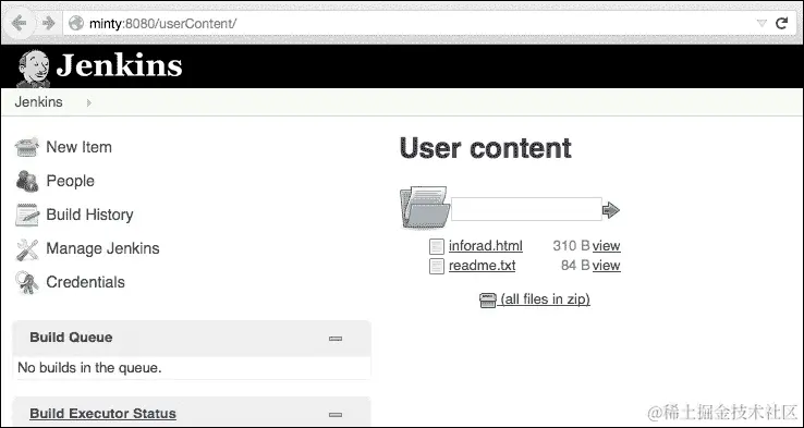 Jenkins 作为 Web 服务器- userContent 目录