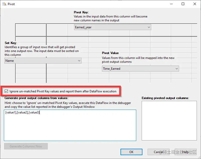 Ignore un-matched Pivot key option