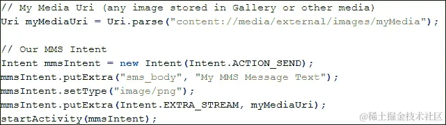 使用意图发送 MMS