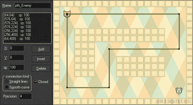 使用路径属性编辑器创建复杂移动