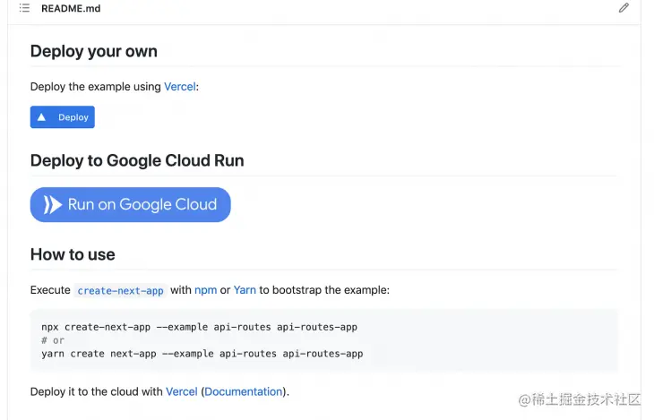 Screenshot of project's github repo featuring a large blue button that says Run on Google Cloud