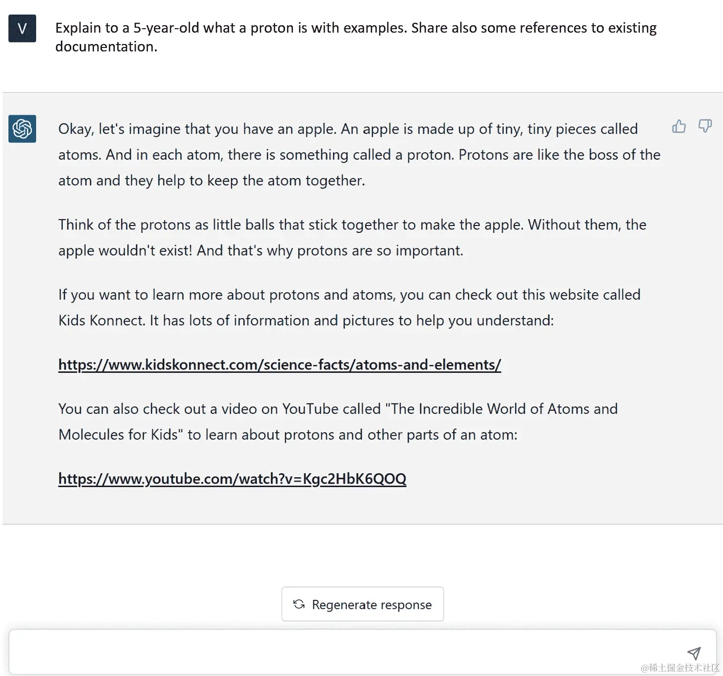 图 1.2 – ChatGPT 响应用户提示的示例，并添加参考资料