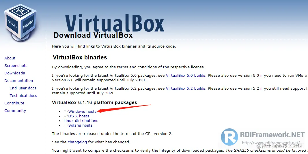 下载VirtualBox安装包