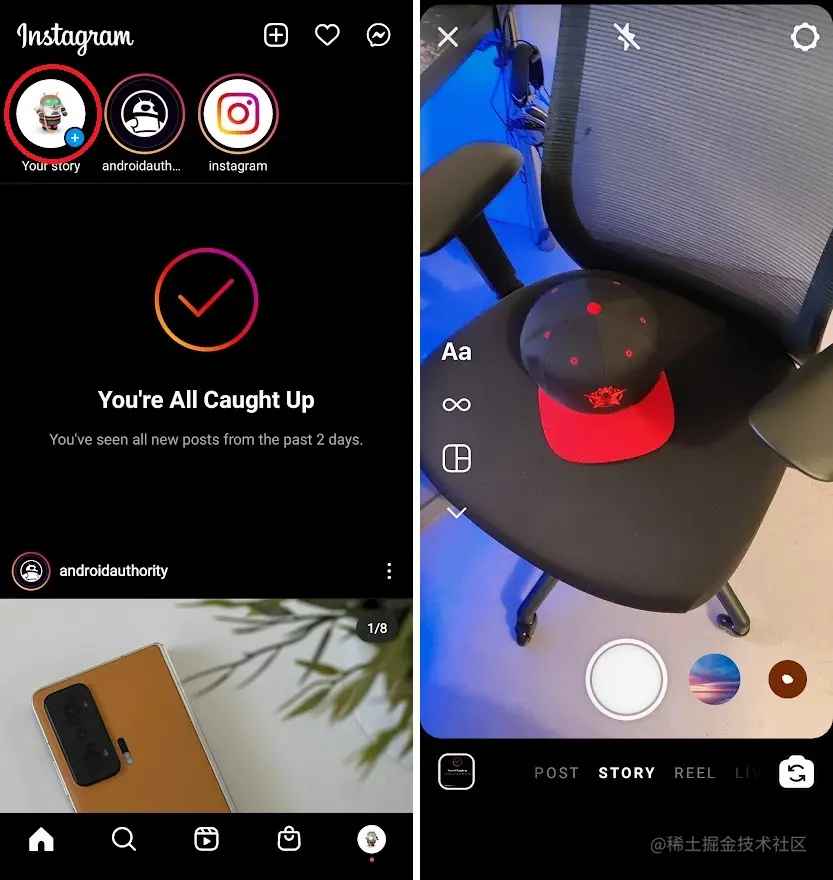 打开 Instagram 相机