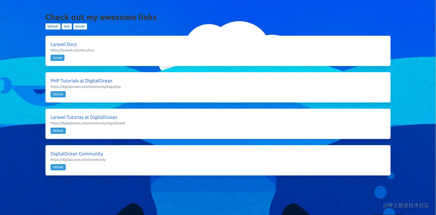 Screenshot of Landing Laravel app, updated to support link lists