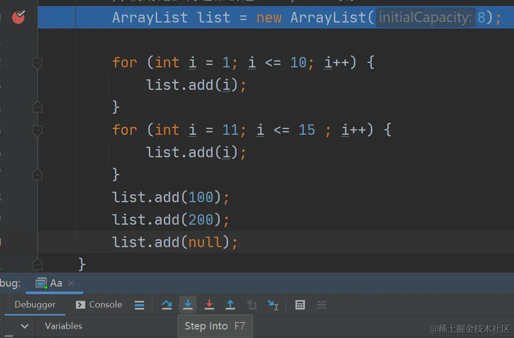 下断点 Step into 进去