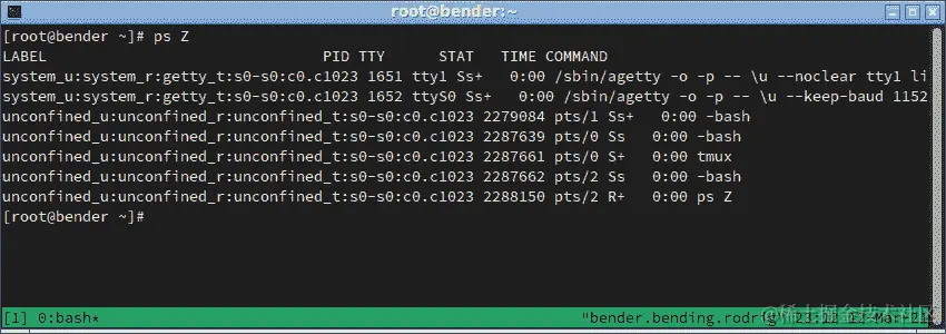 图 10.4 – 带有 SELinux 上下文的 ps 输出