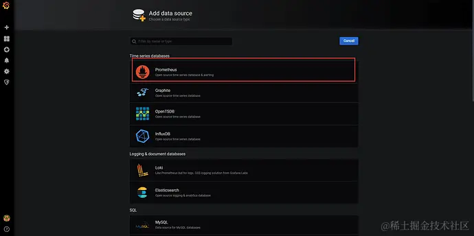 添加prometheus数据源