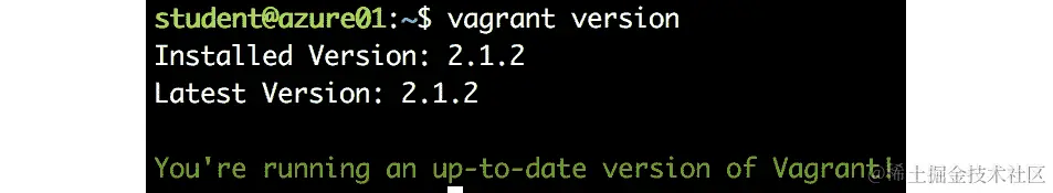 使用版本命令验证 vagrant 安装