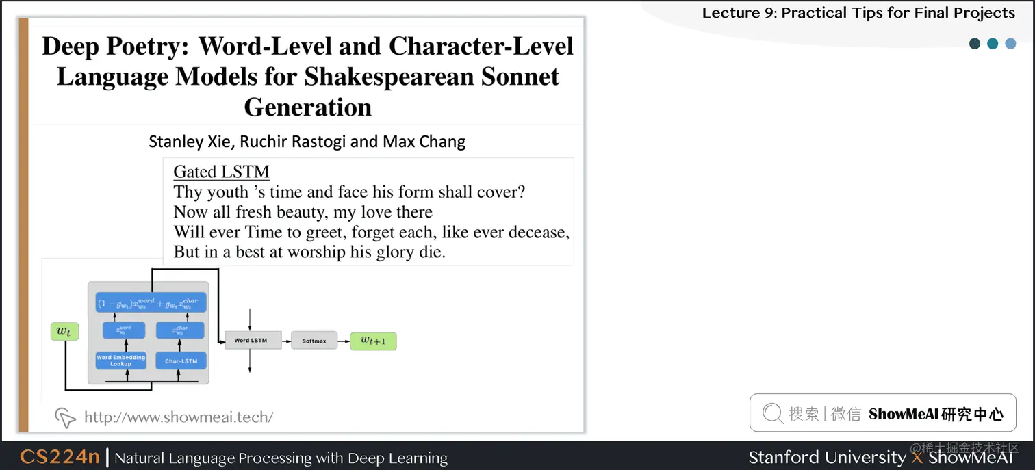 Deep Poetry : Word-Level and Character-level Language Models for Shakespearean Sonnet Generation