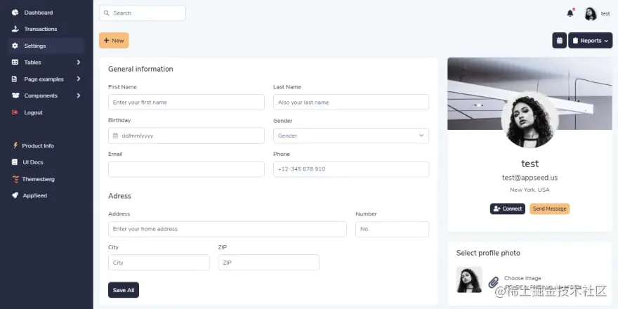 Django Volt Dashboard - Widgets Page.