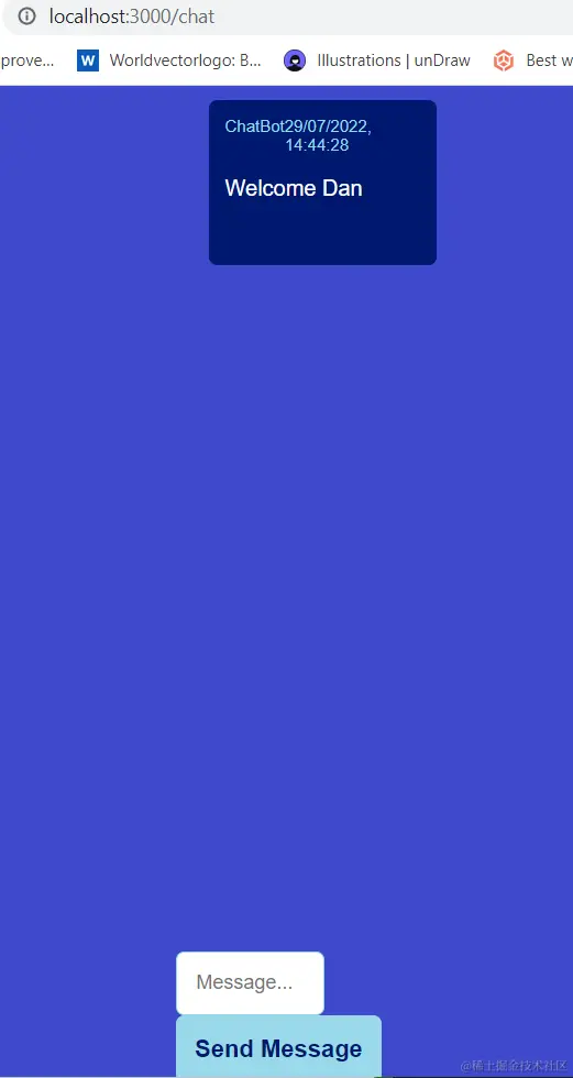 Chat page now has a message input where a message can be typed and sent