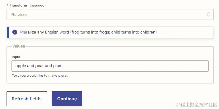 图 16.9 – 使用 Zapier Formatter 文本操作事件将文本转为复数形式