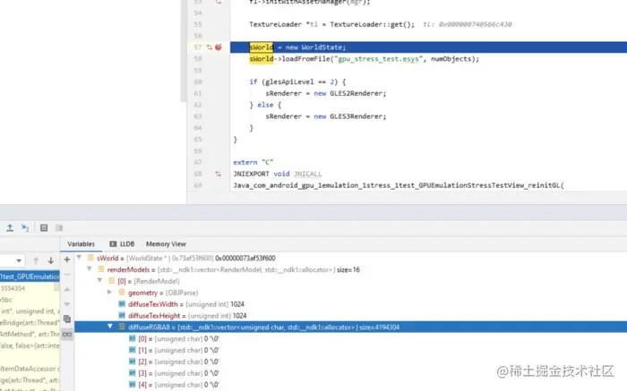 调试器的 Quick 视图显示第二次运行的时候 "sWorld" 已经有值了