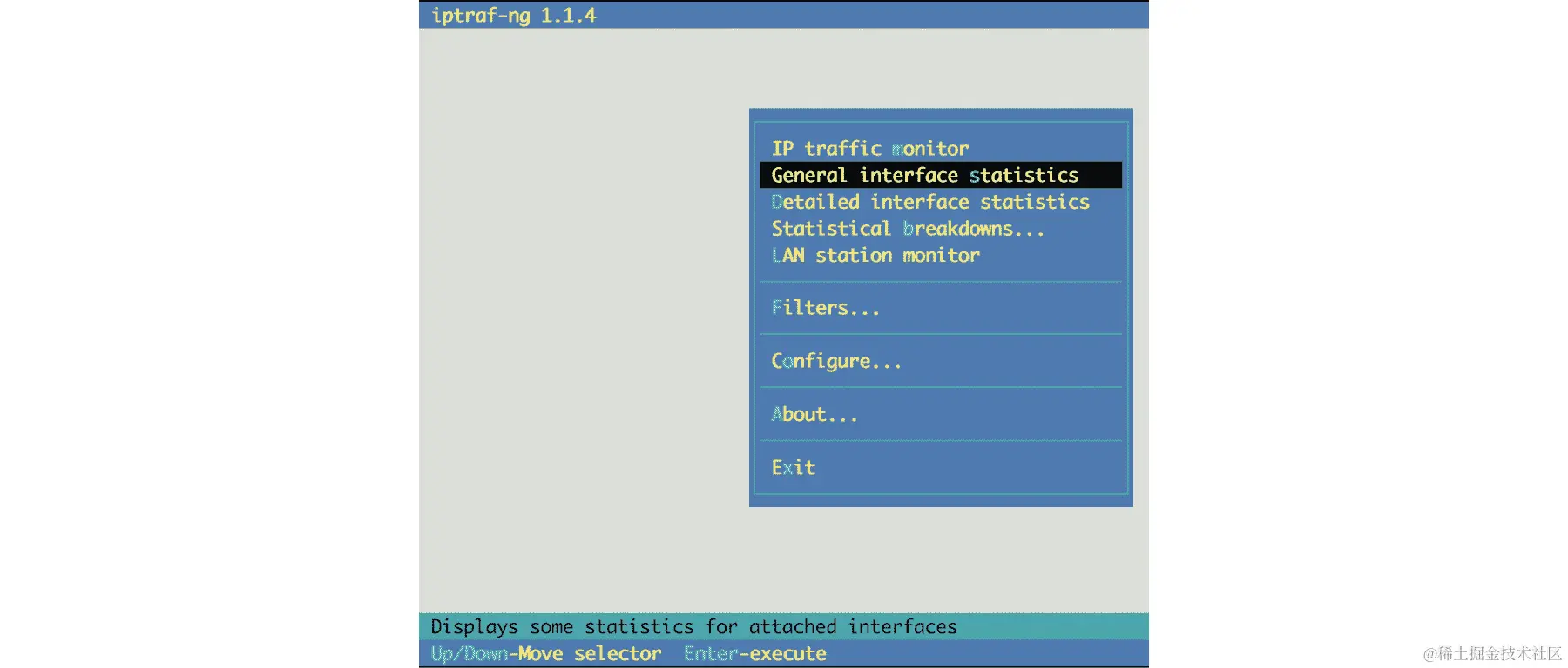 IPTraf-NG 的菜单窗口