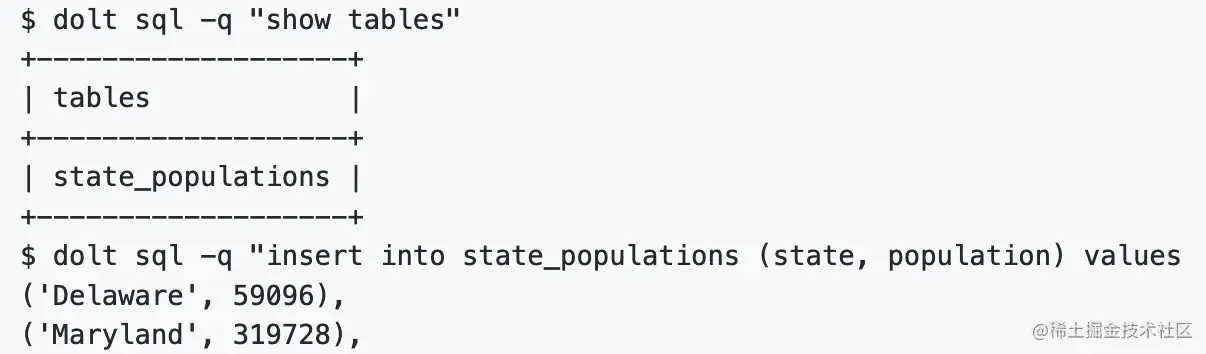 对 Dolt 执行数据库操作