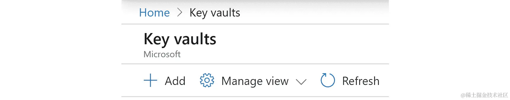 导航到左上角并点击“添加”按钮开始创建密钥保管库。
